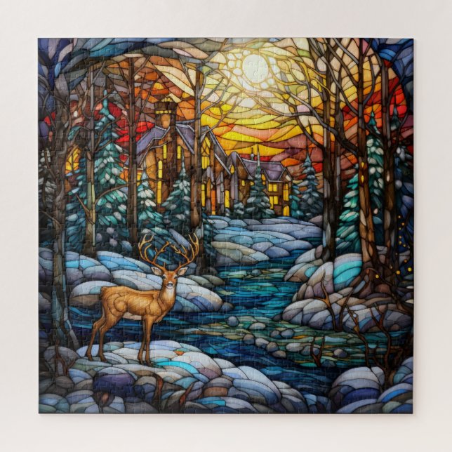 Winter Stained Glass Puzzle (Vertical)