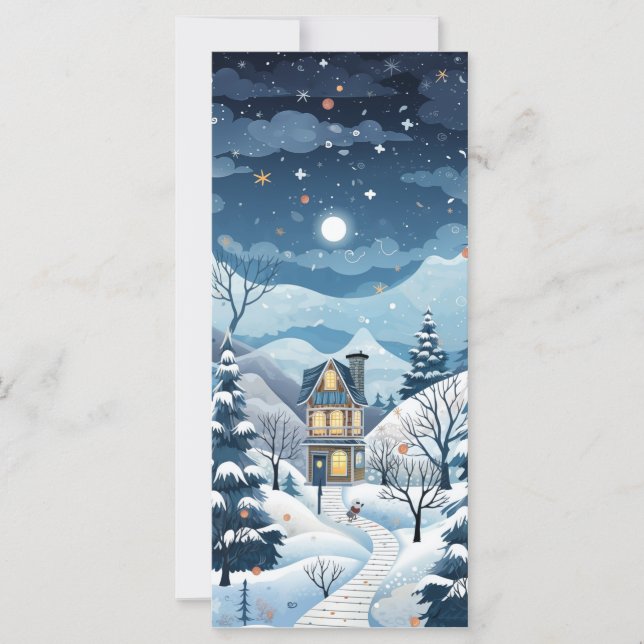 Winter starry night greeting card  (Front)