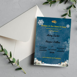 Winter Starry Night "Written in the Stars" Wedding Invitation