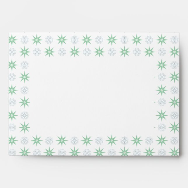 Winter Stars and Snowflake Pattern White Envelope (Front)