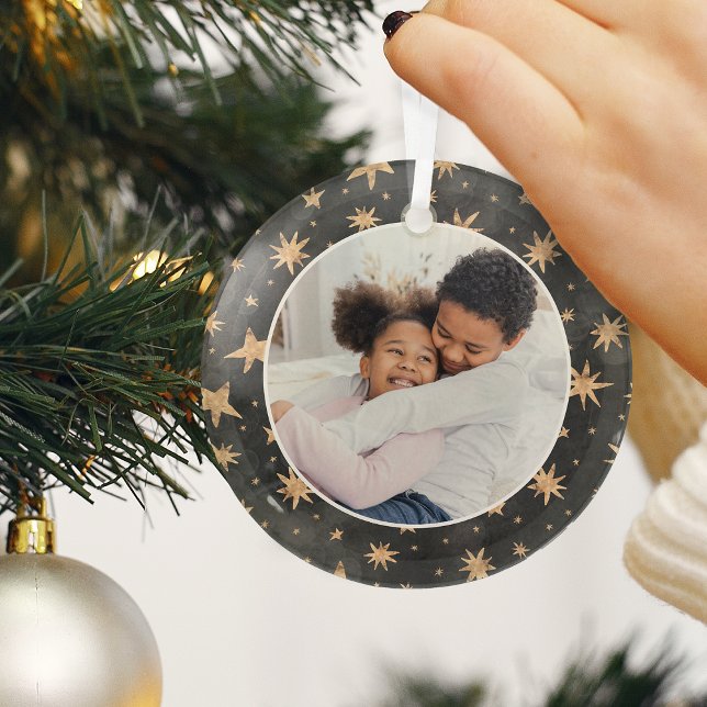 Winter Stars Family Photo Glass Tree Decoration (Creator Uploaded)