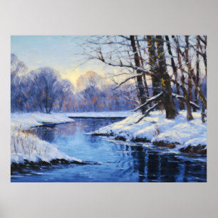 Winter Stillness by the Frozen Havel River Poster