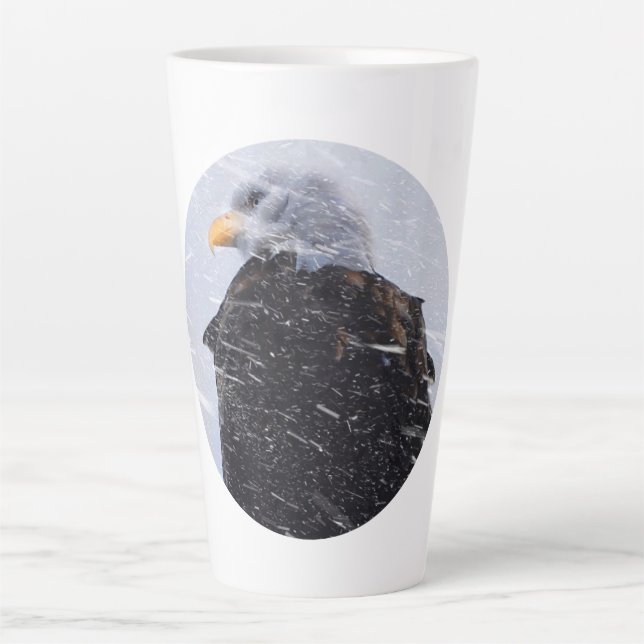 Winter Storm Bald Eagle Latte Mug (Front)