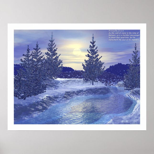 Winter Stream #2 with Proverbs  Poster (Front)