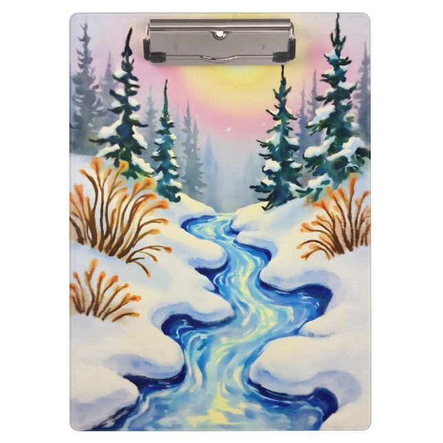 Winter Stream Landscape Clipboard (Front)