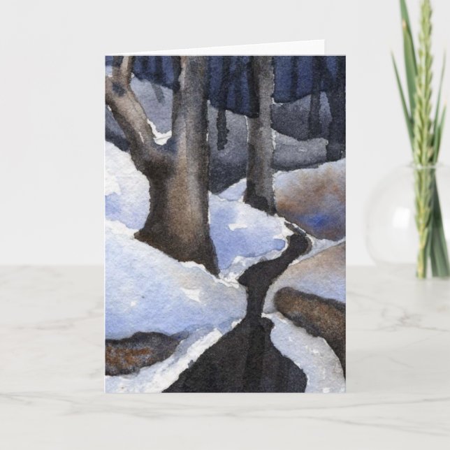 "Winter Streams #2" Country Road Greeting Card (Front)