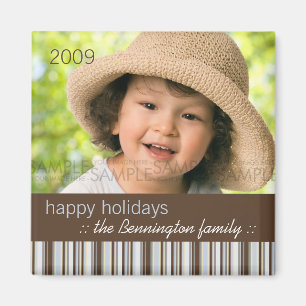 Winter Stripes :: Christmas Photo Magnet