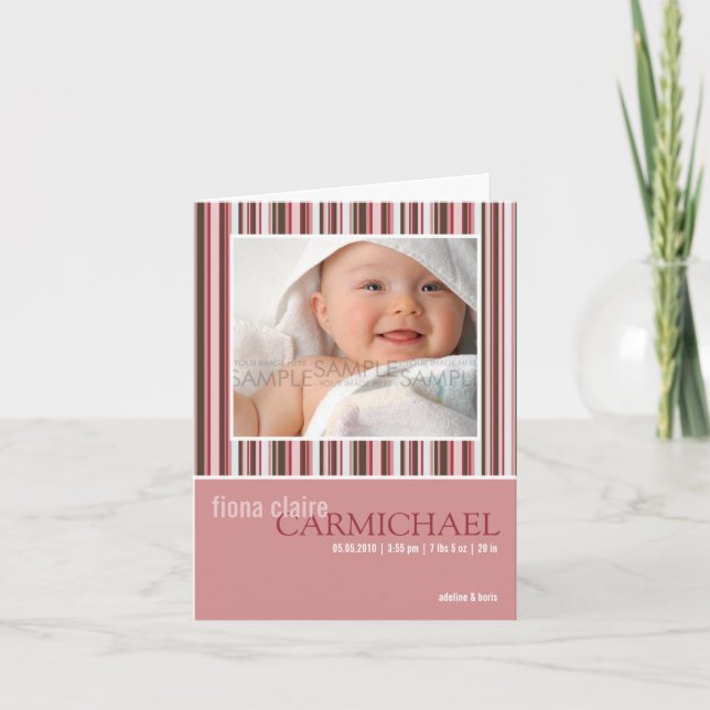 Winter Stripes Pink • Baby Announcement (Front)