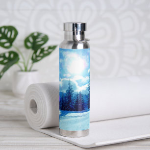 Winter Sun Snowy Alpine Landscape Water Bottle