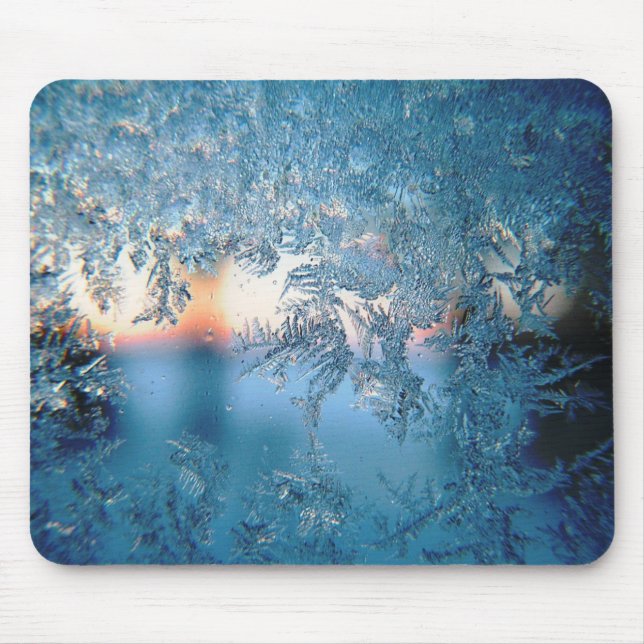 Winter Sunlight Through Frosted Ice Crystals Glass Mouse Pad (Front)