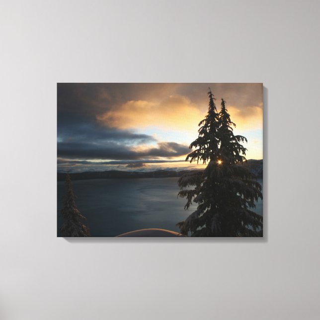 Winter Sunrise at Crater Lake Canvas Print (Front)
