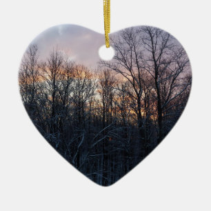 Winter Sunrise I Pastel Nature Landscape Ceramic Tree Decoration