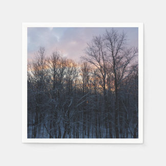 Winter Sunrise I Pastel Nature Landscape Napkin