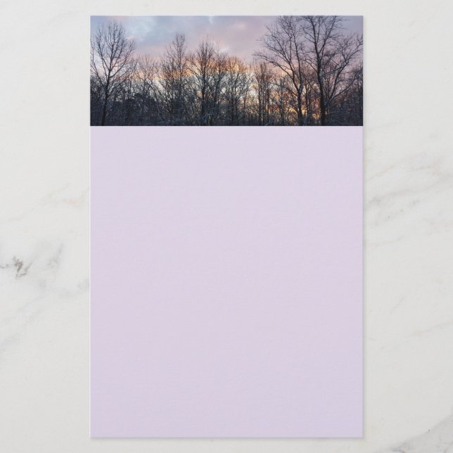 Winter Sunrise I Pastel Nature Landscape Stationery (Front)