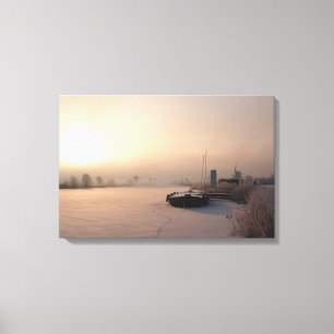 Winter sunrise in the Netherlands canvas