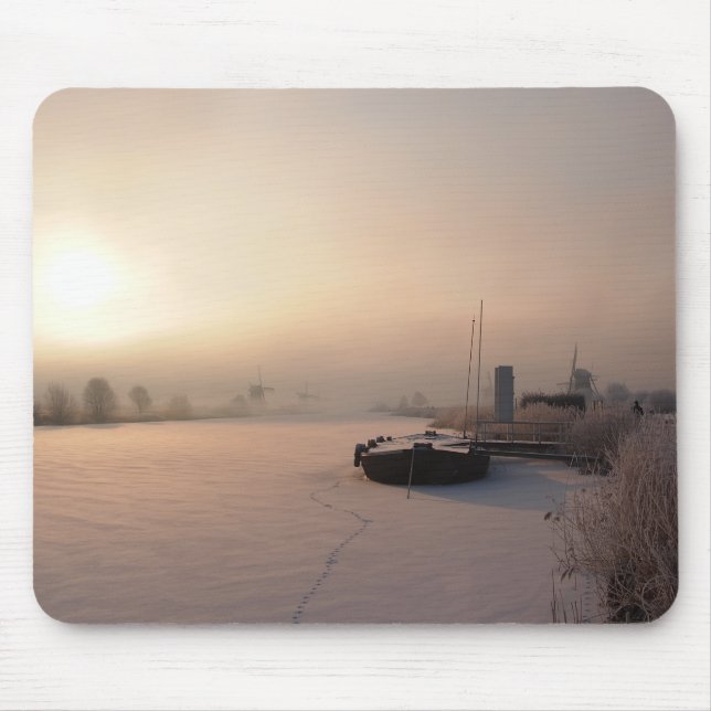 Winter sunrise in the Netherlands mousepad (Front)