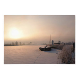 Winter sunrise in the Netherlands photo Print