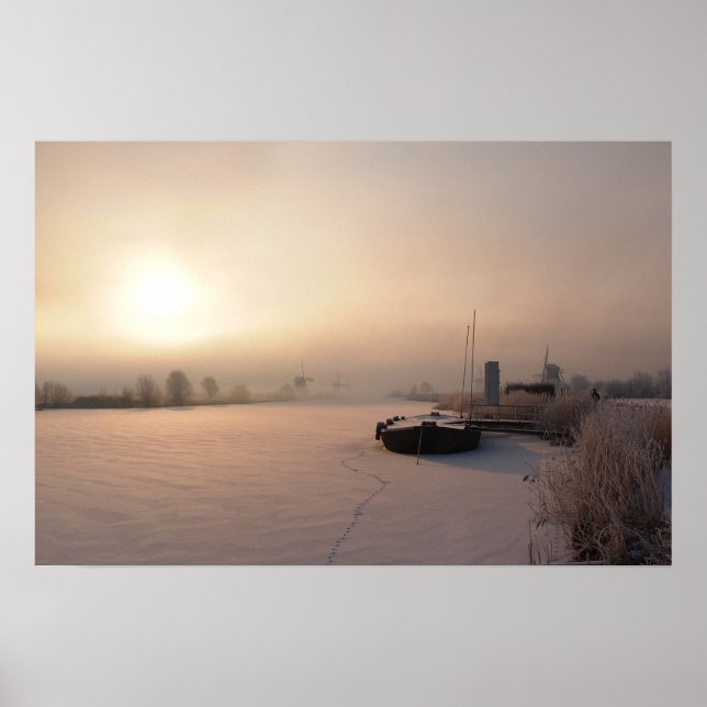 Winter sunrise in the Netherlands poster (Front)