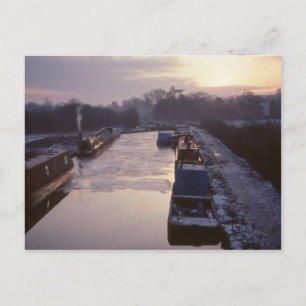 Winter sunrise on the canal postcard