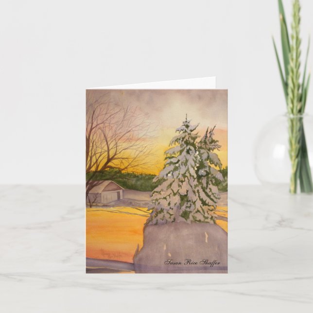 Winter Sunrise on the Farm Note Card (Front)