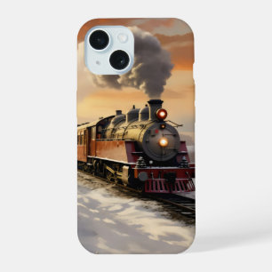 Winter Sunset and Train iPhone 15 Case