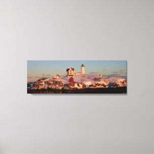 Winter sunset at Nubble Light Canvas Print