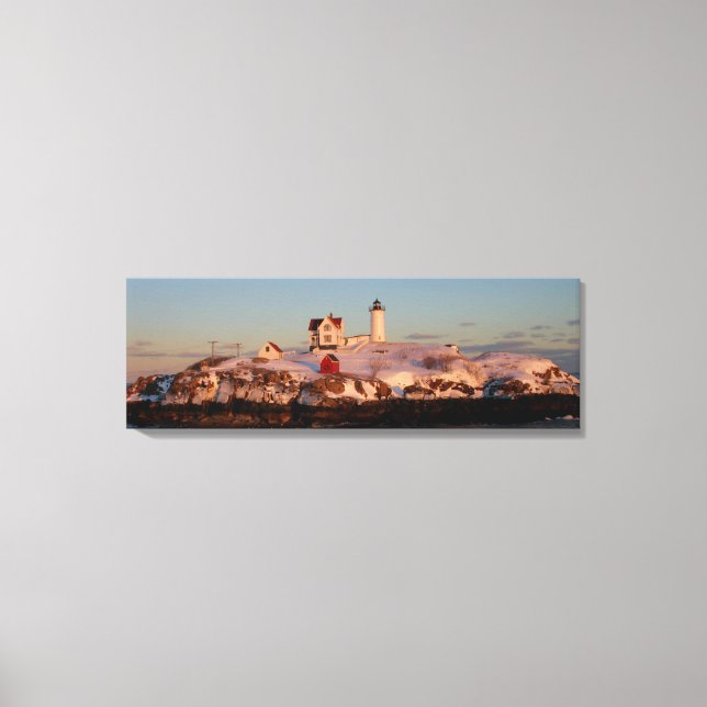 Winter sunset at Nubble Light  Canvas Print (Front)