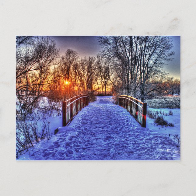Winter Sunset at the Bridge Postcard (Front)