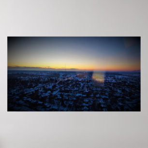 Winter Sunset Cedar Rapids Poster