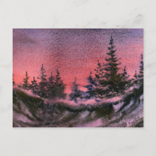 "Winter Sunset" Country Roads Postcard