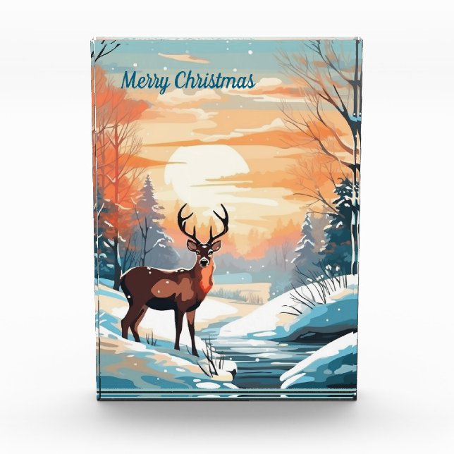 Winter sunset deer   photo block (Front)