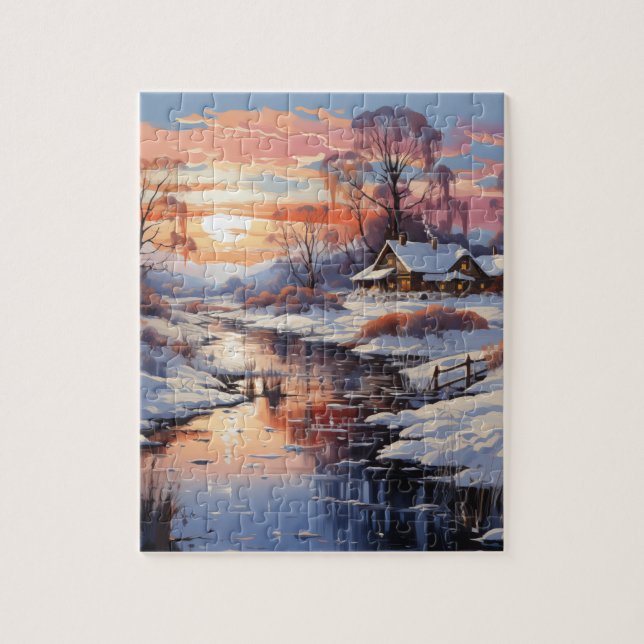 Winter Sunset in the Country Puzzle (Vertical)