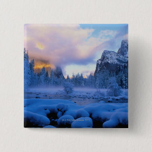 Winter Sunset in Yosemite National Park 15 Cm Square Badge