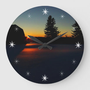Winter Sunset Large Clock