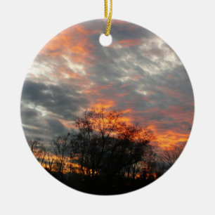 Winter Sunset Nature Landscape Photography Ceramic Tree Decoration