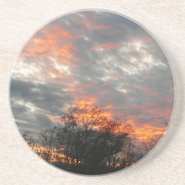 Winter Sunset Nature Landscape Photography Coaster (Front)