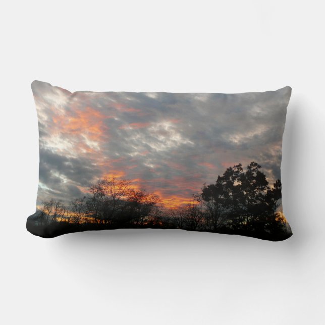 Winter Sunset Nature Landscape Photography Lumbar Cushion (Front)