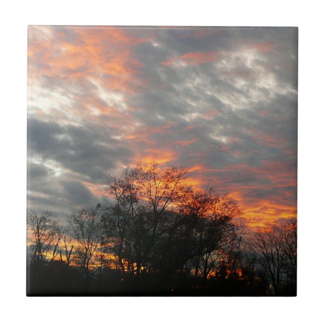 Winter Sunset Nature Landscape Photography Tile (Front)
