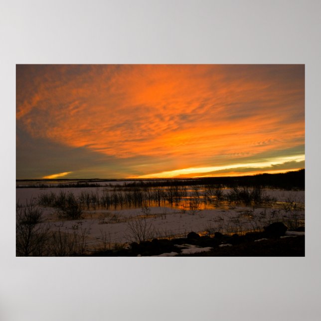 Winter Sunset Over Harlan Lake Poster (Front)