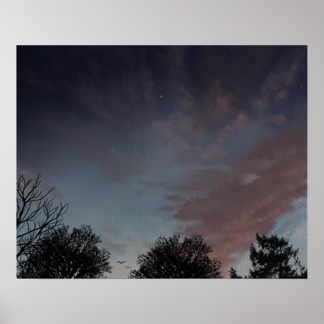 Winter sunset sky with star  poster (Front)