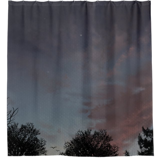 Winter sunset sky with star  shower curtain (Front)