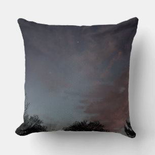 Winter sunset sky with stars cushion