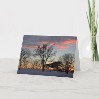 Winter Sunset & Trees Blank Greeting Card