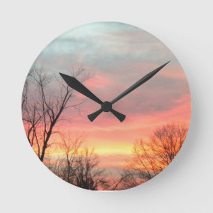Winter Sunset Wall Clock