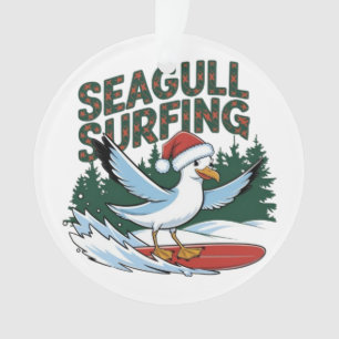 Winter Surfer Seagull, Christmas Seagull  Ornament