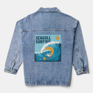 Winter Surfer Seagull, Seagull Surfing Denim Jacket