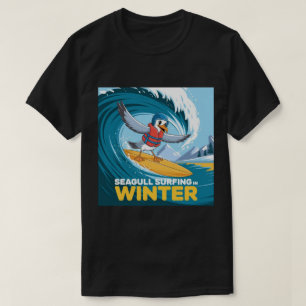 Winter Surfer Seagull, Seagull Surfing, Seagull T-Shirt
