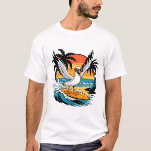 Winter Surfer Seagull, Seagull Surfing T-Shirt