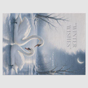 Winter Swan Christmas ,Moonlit Lake Holiday design Tissue Paper