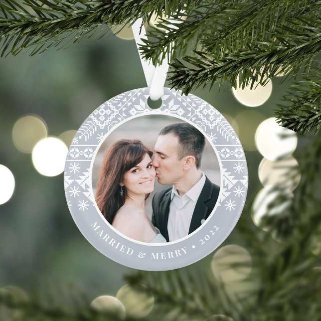 Winter Sweater Pattern | Wedding Photo Ornament (Creator Uploaded)